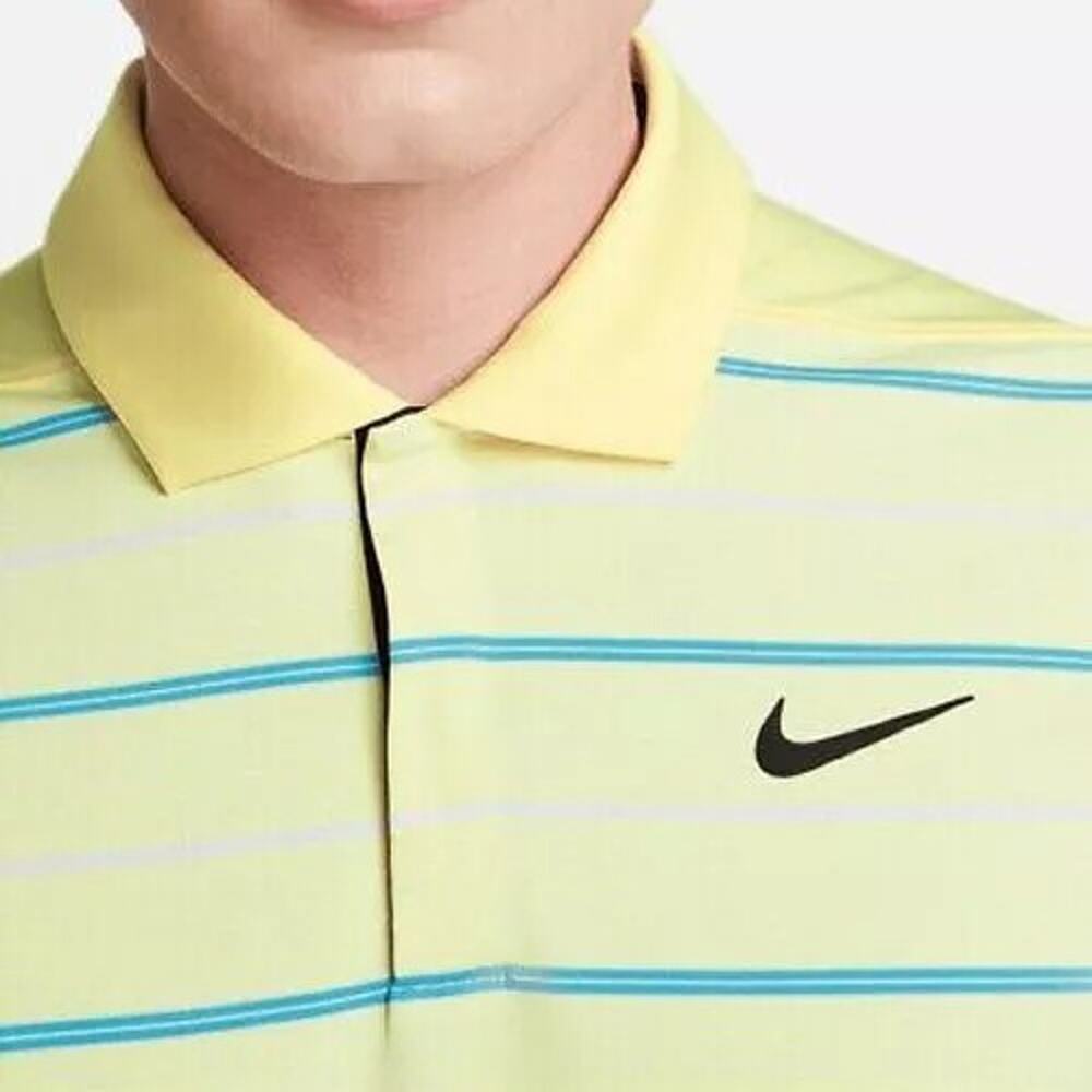 2023 Tiger Woods Striped Golf Polo Shirt Yellow Size Small NWT DR5318-821 $90 - Picture 3 of 5